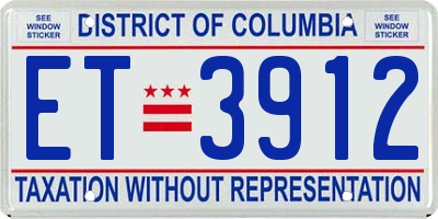 DC license plate ET3912