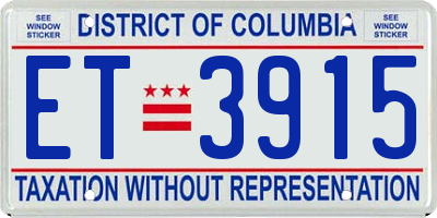 DC license plate ET3915