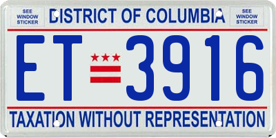 DC license plate ET3916