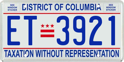 DC license plate ET3921