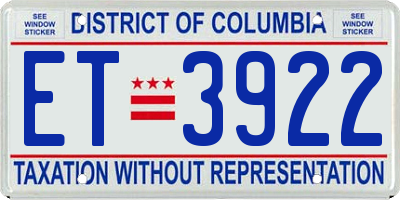 DC license plate ET3922