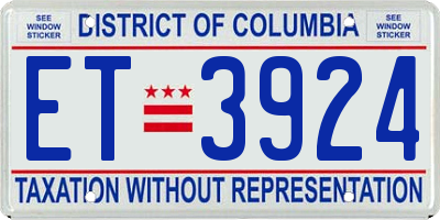 DC license plate ET3924