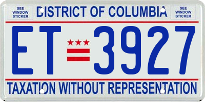 DC license plate ET3927