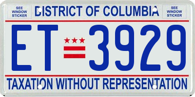 DC license plate ET3929