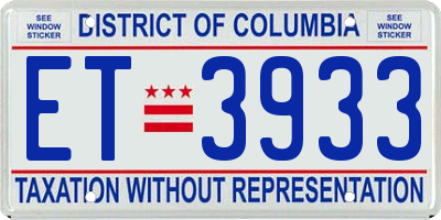 DC license plate ET3933