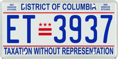 DC license plate ET3937