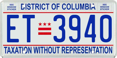DC license plate ET3940