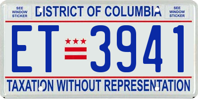 DC license plate ET3941