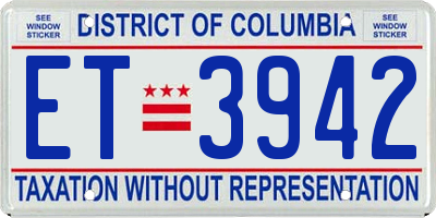 DC license plate ET3942