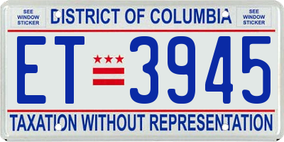 DC license plate ET3945
