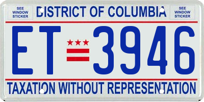 DC license plate ET3946