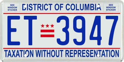 DC license plate ET3947