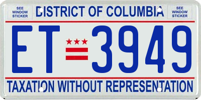 DC license plate ET3949