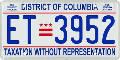 DC license plate ET3952