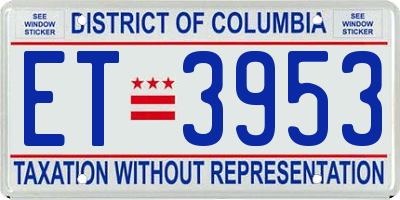 DC license plate ET3953