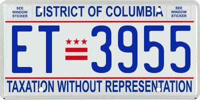 DC license plate ET3955