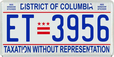 DC license plate ET3956