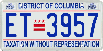 DC license plate ET3957