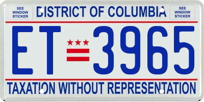 DC license plate ET3965