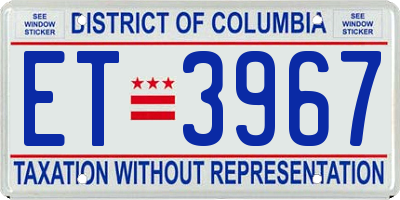 DC license plate ET3967