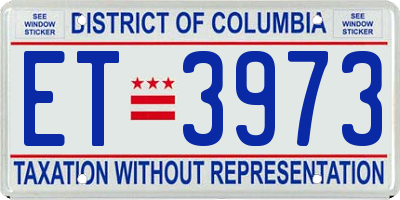 DC license plate ET3973