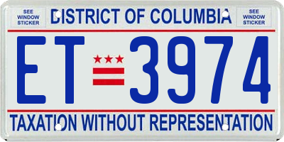DC license plate ET3974