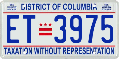 DC license plate ET3975