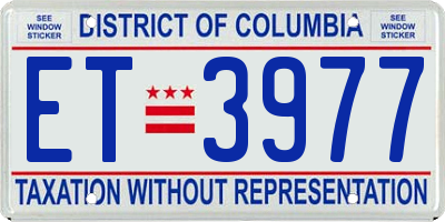 DC license plate ET3977