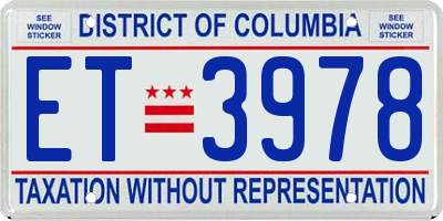 DC license plate ET3978
