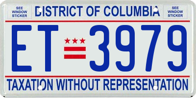 DC license plate ET3979