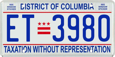 DC license plate ET3980