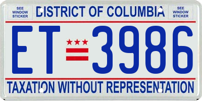 DC license plate ET3986