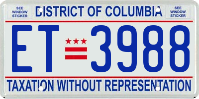 DC license plate ET3988