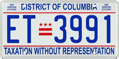 DC license plate ET3991