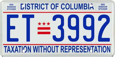 DC license plate ET3992