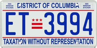 DC license plate ET3994