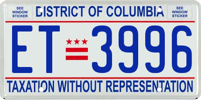 DC license plate ET3996