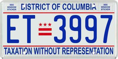 DC license plate ET3997