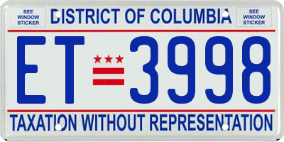 DC license plate ET3998