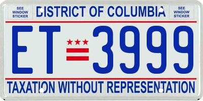 DC license plate ET3999