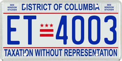 DC license plate ET4003