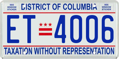 DC license plate ET4006