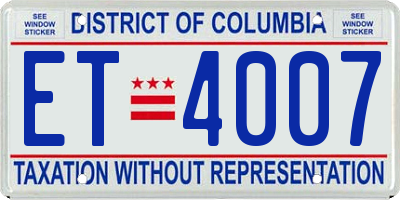 DC license plate ET4007