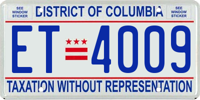 DC license plate ET4009