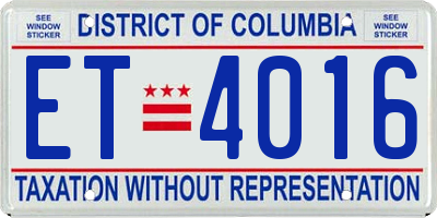 DC license plate ET4016