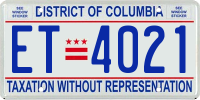 DC license plate ET4021