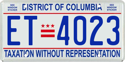 DC license plate ET4023