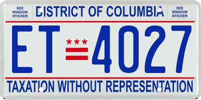 DC license plate ET4027