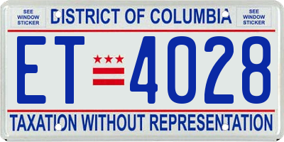DC license plate ET4028