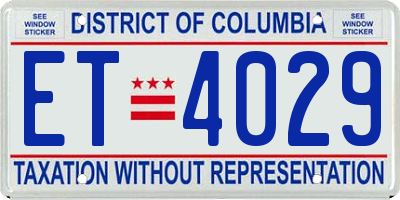 DC license plate ET4029